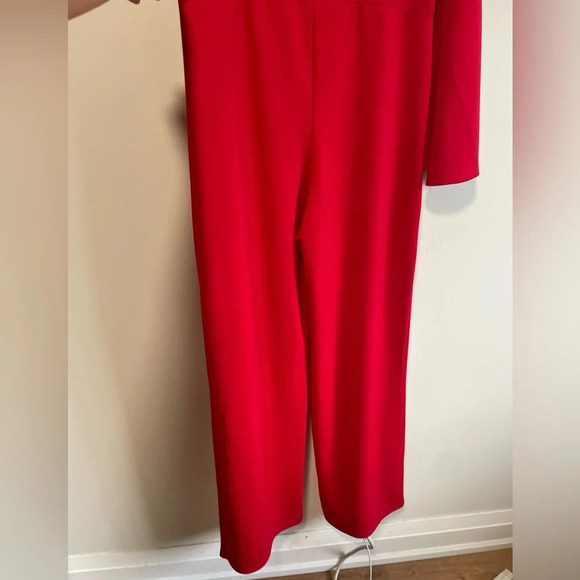 Pretty Little Thing Red One Shoulder Long Sleeve Jumpsuit - Size  14 - Picture 9 of 14